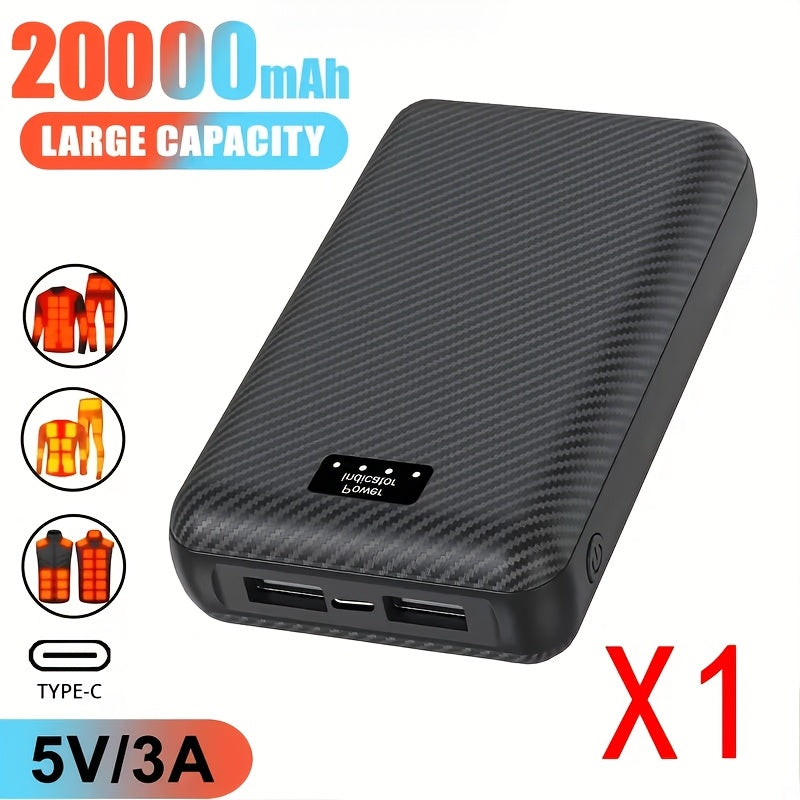 20000Mah Power Bank Heated Vest 5V 3A Output Power Bank Heated Jacket Battery Charger External Battery Winter Heating Scarf Socks Power Bank