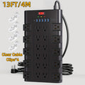 22/4-Outlet Flat Plug Power Strip with 6/4 USB Ports, 28/8-in-1 Power Strip with Surge Protection, Control Switch, Spacious AC Outlets, Flat Plug, 2100 Joules, Wall-Mountable Extension Cord - 4.8/5/7/9/13 Ft Length Options