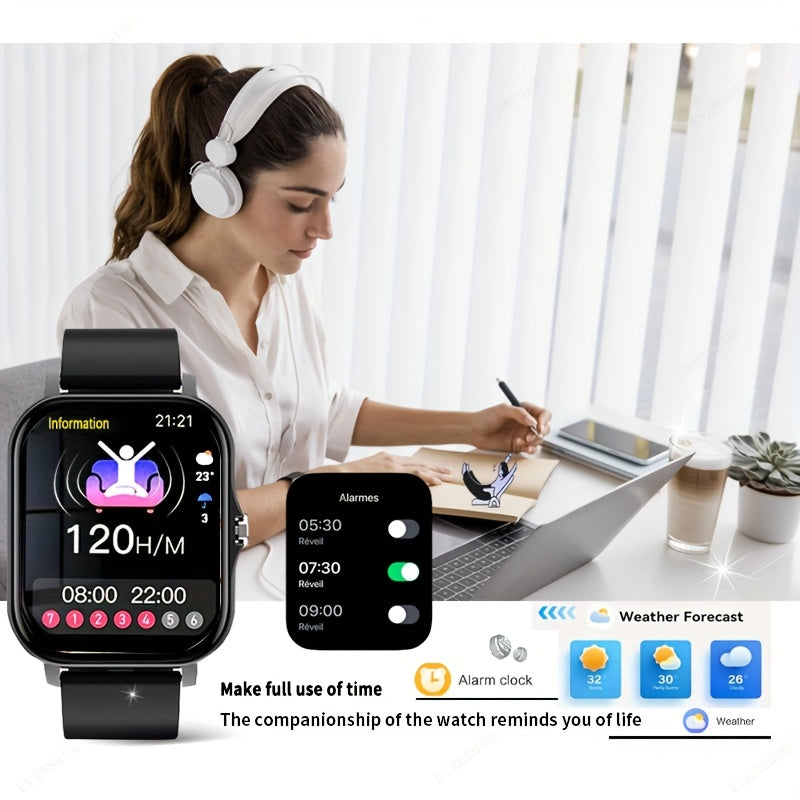 New Smartwatch (answer/make Calls), 1.83-inch Full Screen Touch, Suitable For Both Men And Women, USB Charging, With Wireless Calling And Message Reminders, Dual TPU Straps, Pedometer, Multi Sport Mode Outdoor Fitness Watch, Exercise Recording