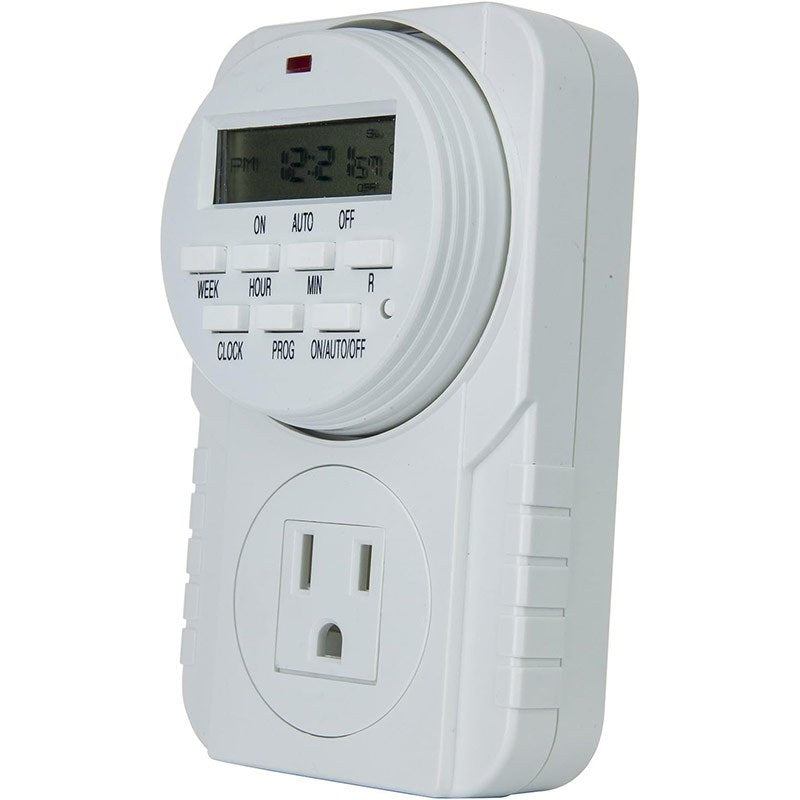1Pc 7 Day Heavy Duty Digital Programmable Timer - Two Outlet 24 Hour Digital Timer, Timing Solution for Hydroponics, 120V, 60Hz, Indoor, for Lamp Light Fan