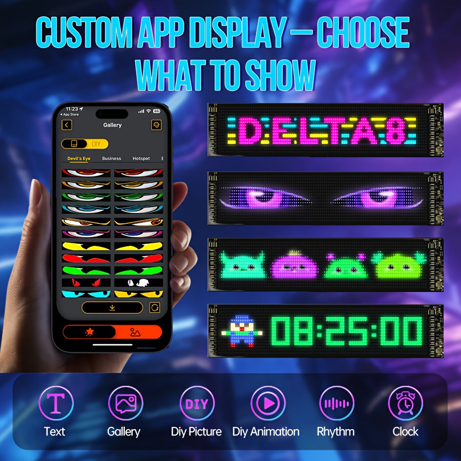 4th Of July Decor: [Flexible LED Dot Matrix Panel] LED Dot Matrix Display, Supports USB Power Supply, App Control | Flexible, DIY Programmable Lighting, Suitable for Shops, Hotels | Easy to Install, Durable Design, Dimmable Graphite RGB Display