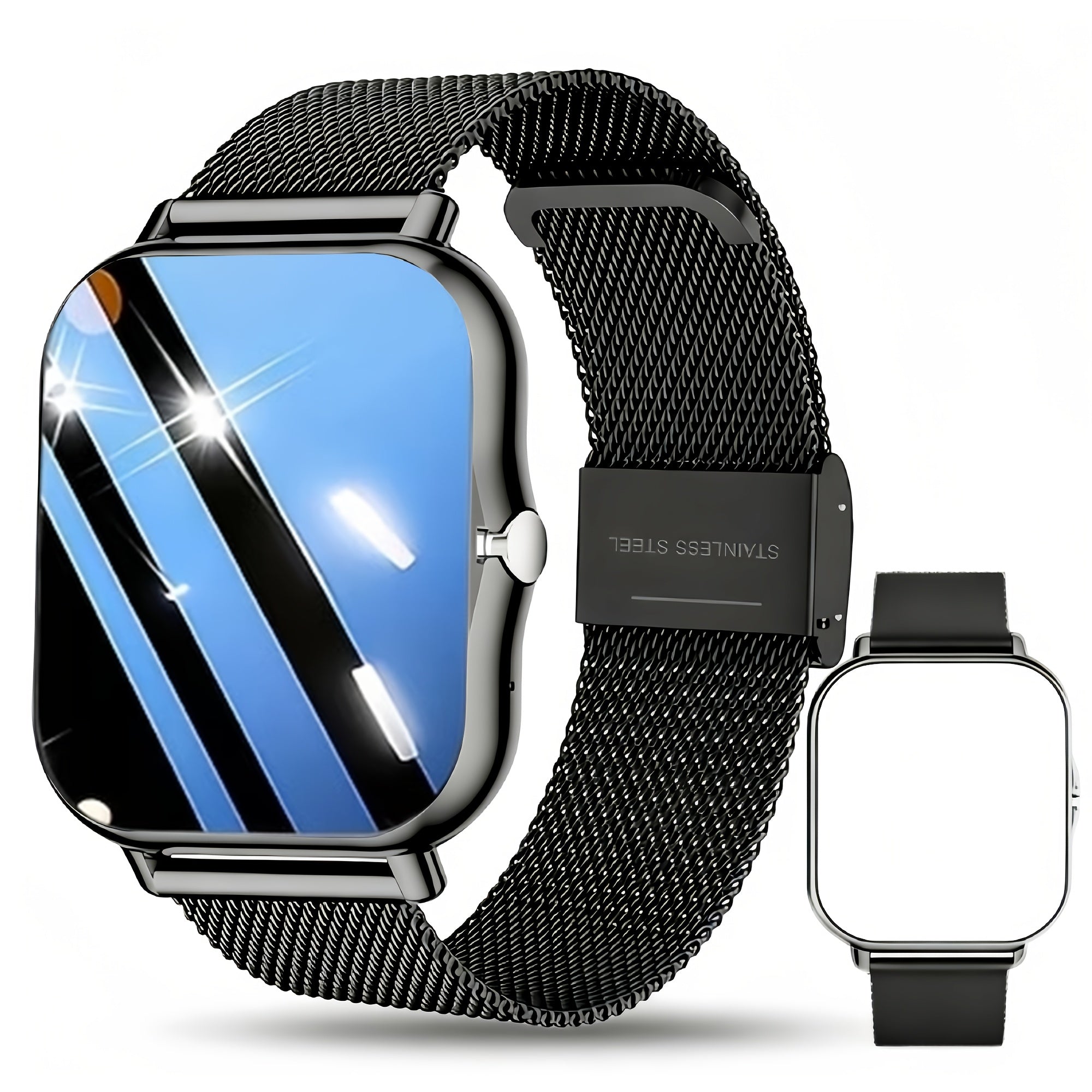Touchscreen Smartwatch for Men And Women Wireless Calling/Message Alerts/Music Playback Multiple Sports Modes, Weather, Stopwatch, Timer, Alarm Magnetic Charging Compatible with Android And iPhone Systems Two Strap Options, Multiple Color