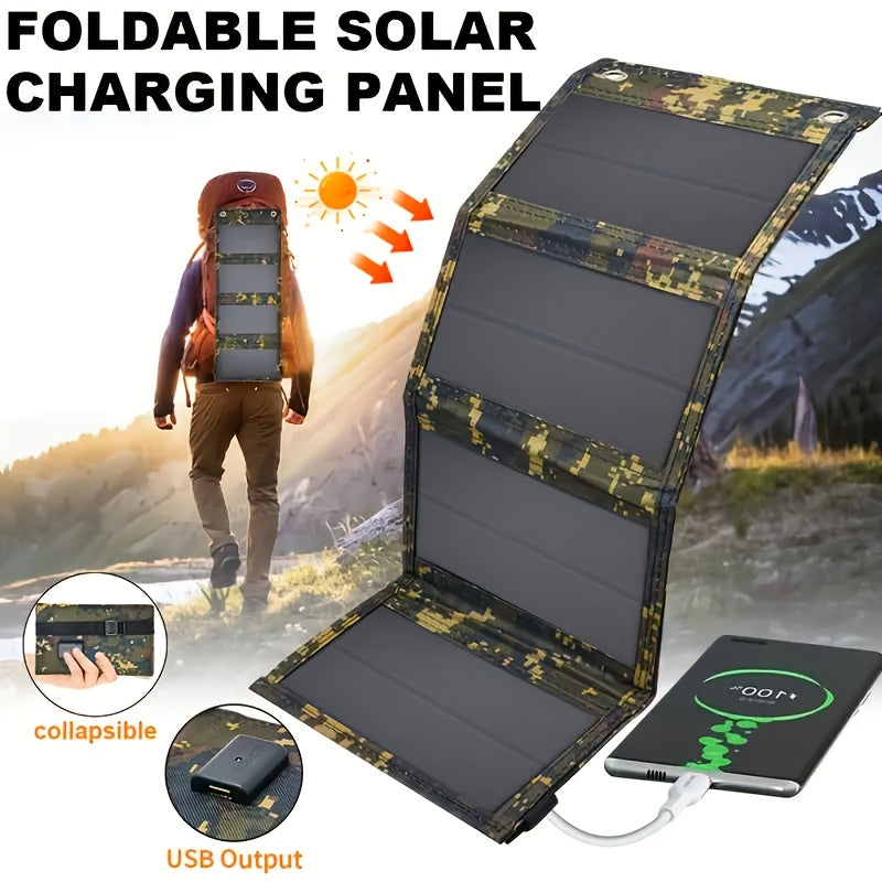 Portable Folding Solar Panel with USB Port - Ideal for Outdoor Trips, Hiking And Camping, Charges Cell Phones, Tablets, Fans And Flashlights,
