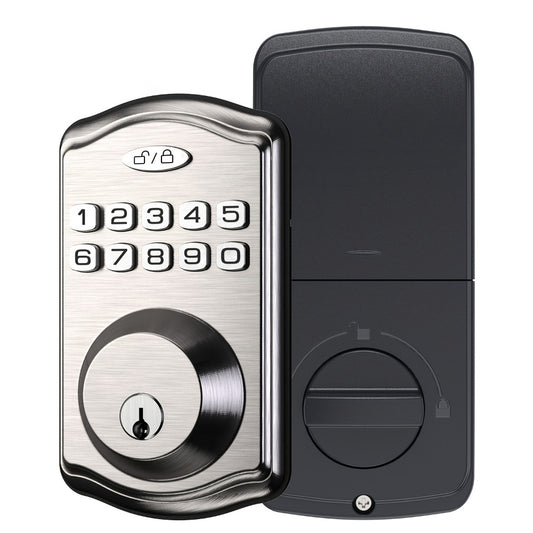 Keypad Door Lock, Keypad Deadbolt, Keyless Entry Door Lock, Electronic Keypad Smart Lock, 100-Code Capacity, Backup Key, Auto-Lock Feature, Anti-Peeping Code, Fits Most Standard Doors, Villas, Courtyards, Apartments (Batteries Not Included