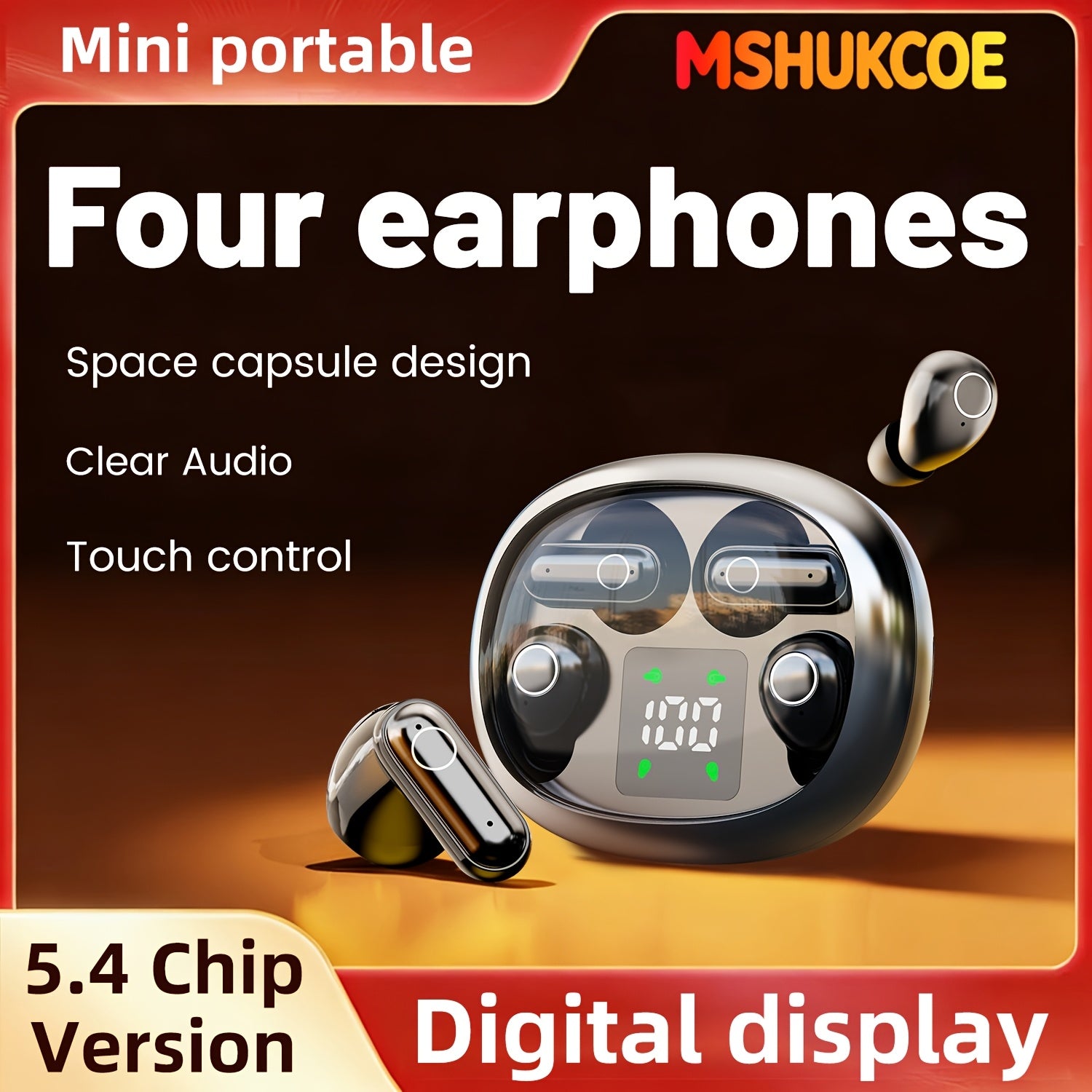 MSHUKCOE 2in1 Wireless Wireless Headphones, Mini Invisible Sleep Earbuds, Sports Noise Cancelling Earphones Comfortable To Wear, Low Bass 6D Sound Effect HIFI Music, For Leisure, Office, And Classroom, Long Battery Life, Suitable For Birthday Gifts