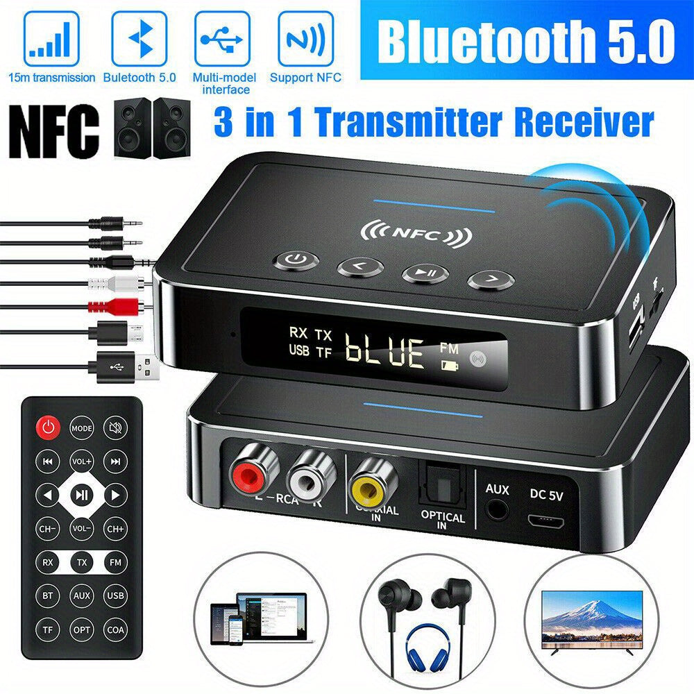 Wireless Transmitter Receiver, Wireless 3.5Mm Adapter, AUX NFC to 2 RCA Audio