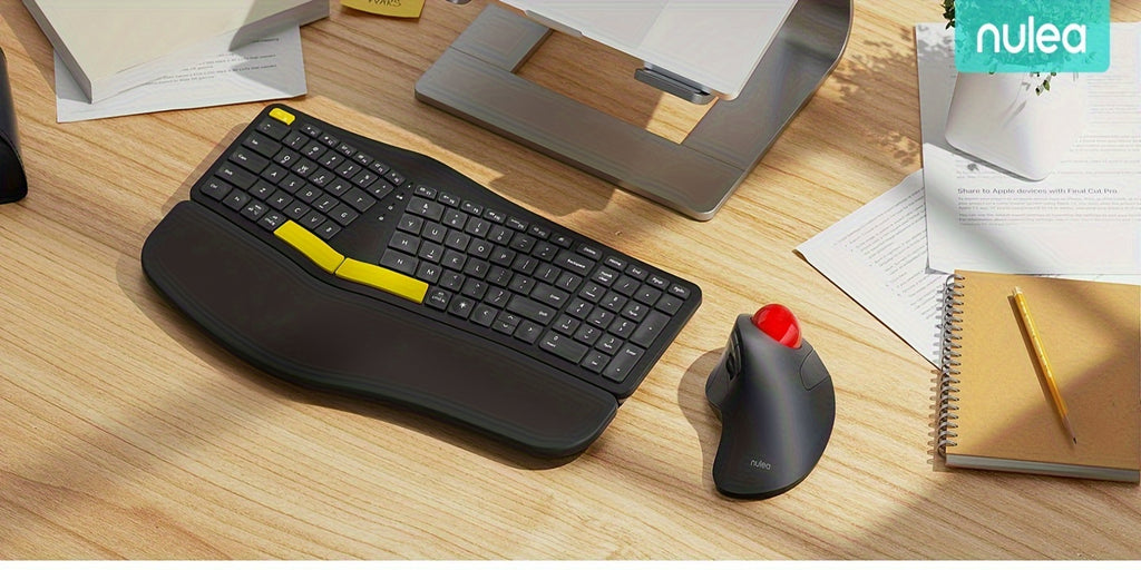 Nulea Wireless Ergonomic Trackball Mouse, Rechargeable, BT Rollerball Mouse, 44mm Index Finger Trackball, 5 Adjustable DPI, Compatible with PC, Laptop, Mac