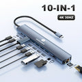 USB C Hub Ethernet HDTV Adapter 10 In 1 Laptop Docking Station With 4K HDTV RJ45 Ethernet SD/TF Card Reader USB 3.0/2.0 PD 100W LAN USB-C Dongle For MacBook Pro/Air Pad Pro, XPS, Etc