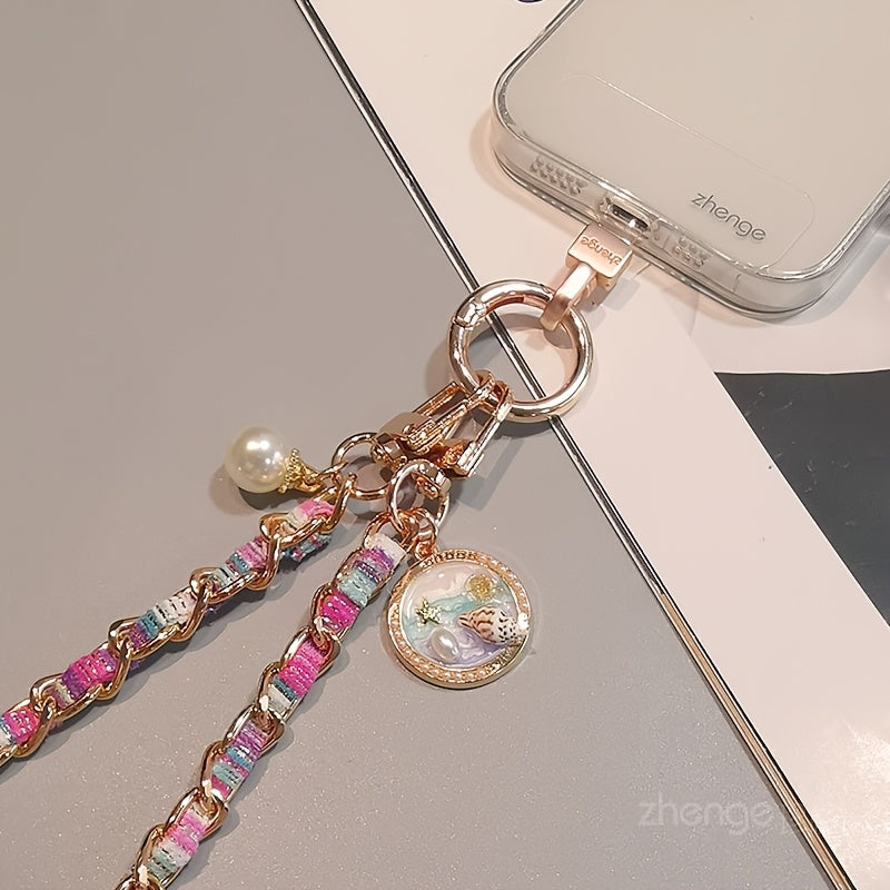 2026 New Model, Long Strap for Carrying Mobile Phone, Metal Chain with Painted Fabric Strap, Fashionable for Ladies, Suitable for Outdoor Shopping and General Use