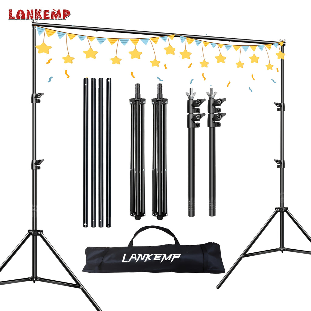 LANKEMP, with Dimensions Around 6.6 by 6.6 Feet (About 2 by 2 Meters), Is a Photography Backdrop Kit Ideal for Events. It Includes Four Clips, Making It Perfect for Weddings, Decorations, Parties, Photo Booths, And Projection Screens