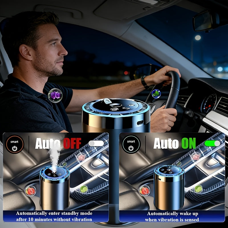 [Ideal Gift] Smart Car Air Freshener With Aromatherapy Features, Featuring A Dynamic Light Display And A Starry Sky Mode, Portable Car Air Humidifier, USB Charging, Suitable For Any Car Model, Ideal Car Gift And Holiday Gift, Car Additions