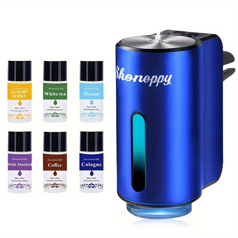 (Accessory 3 Bottles 10oz Essential Oils Sold Separately)Car Air Freshener Diffuser with 3/6 Bottles Freshener Perfume Fragrance, Lasts 45 Days, The Three Adjustable Intensity Levels, Portable Waterless Car Fresher