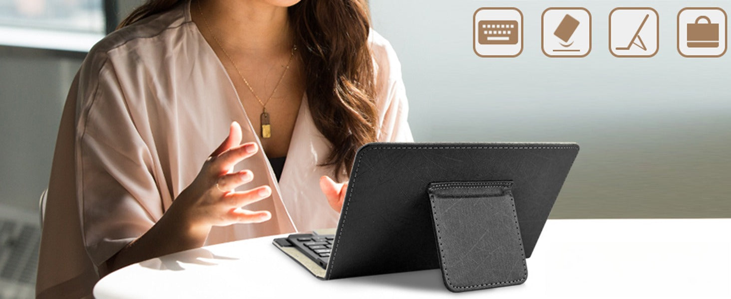 Universal 10.1 Inch Android Tablet Case with Keyboard, Removable Wireless Wireless Keyboard + PU Leather Folio Book Cover + Stand, Travel Portable Sleeve for Ios/Android/Windows System Tablet