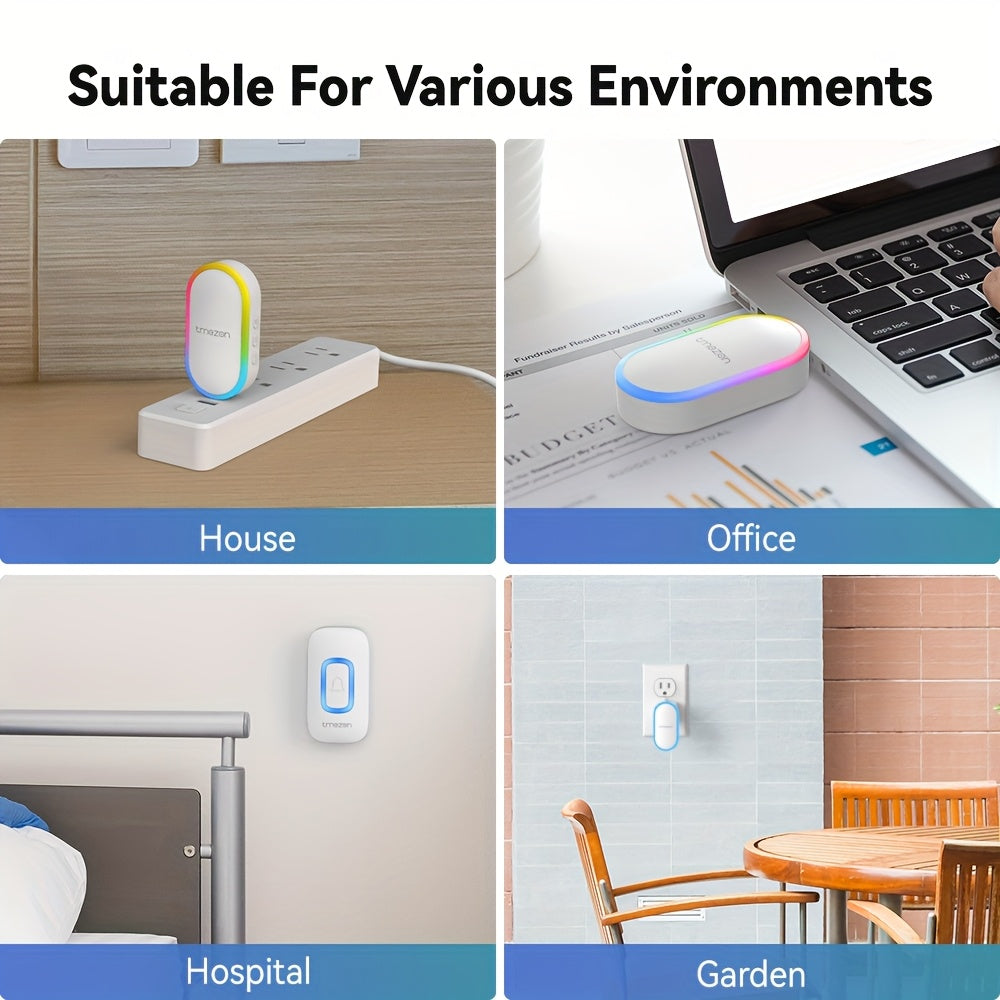 TMEZON Office Call Bell, USB Musical Doorbell Kit, Door Bell Chime, Musical Doorbell, 60 Melodies, 5 Volume Levels, Colourful LED For Home Security Outdoor, Local Warehouse, Mother'S Day Gifts