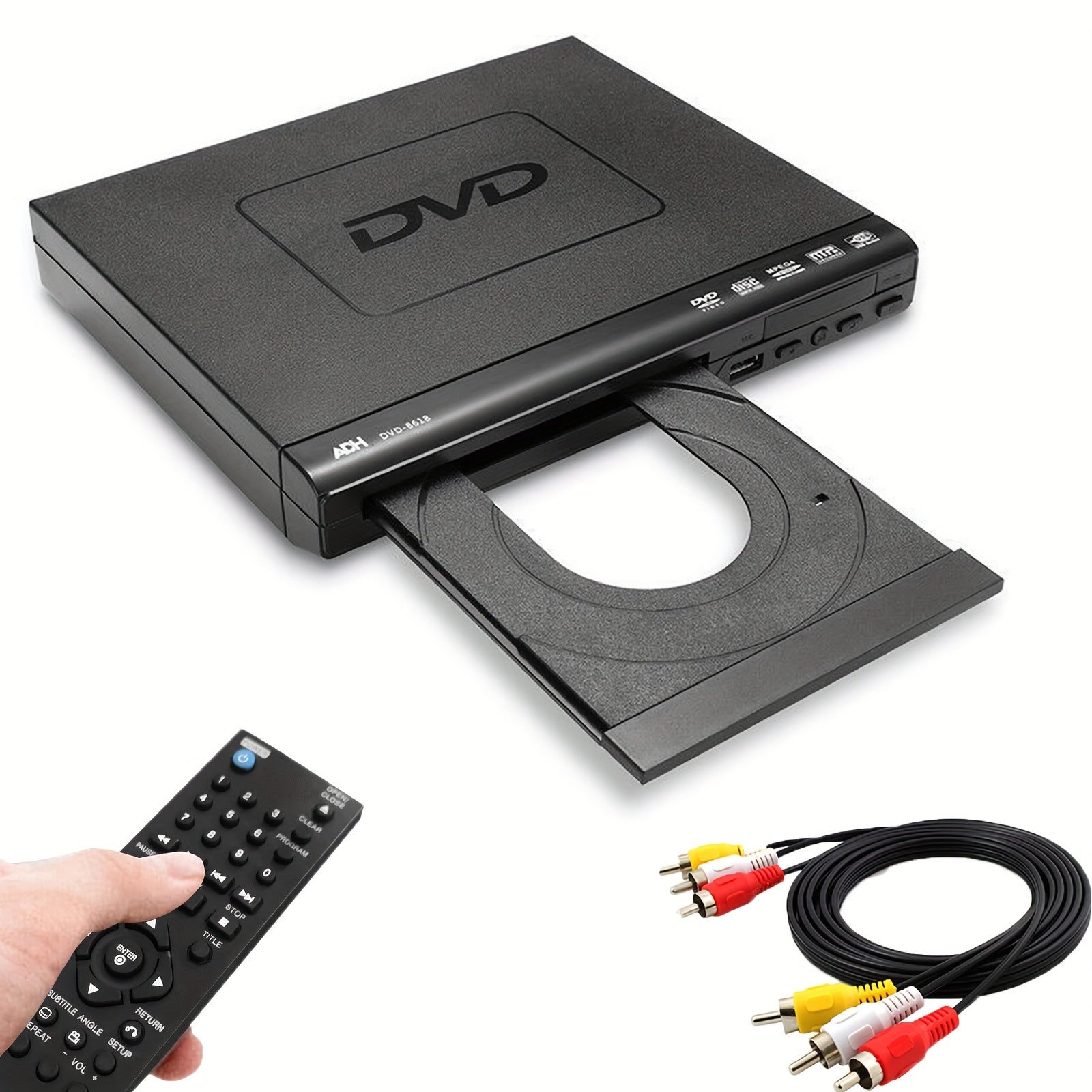 DVD Player For TV, DVD Player That Plays All Regions, Simple DVD Player For Seniors (US Plug), CD Player For Home Stereo System, HD 1080p, All Regions With AV Output USB Remote Control