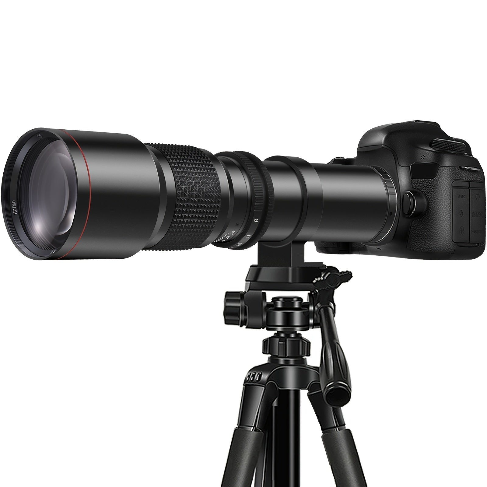 500mm F/8 Manual Focus Telephoto Lens, Canon EF Mount, Compatible with Nikon DSLR Cameras, Zoom Lens with Optical Zoom, T-Mount, with Adapters for Multiple Camera Models