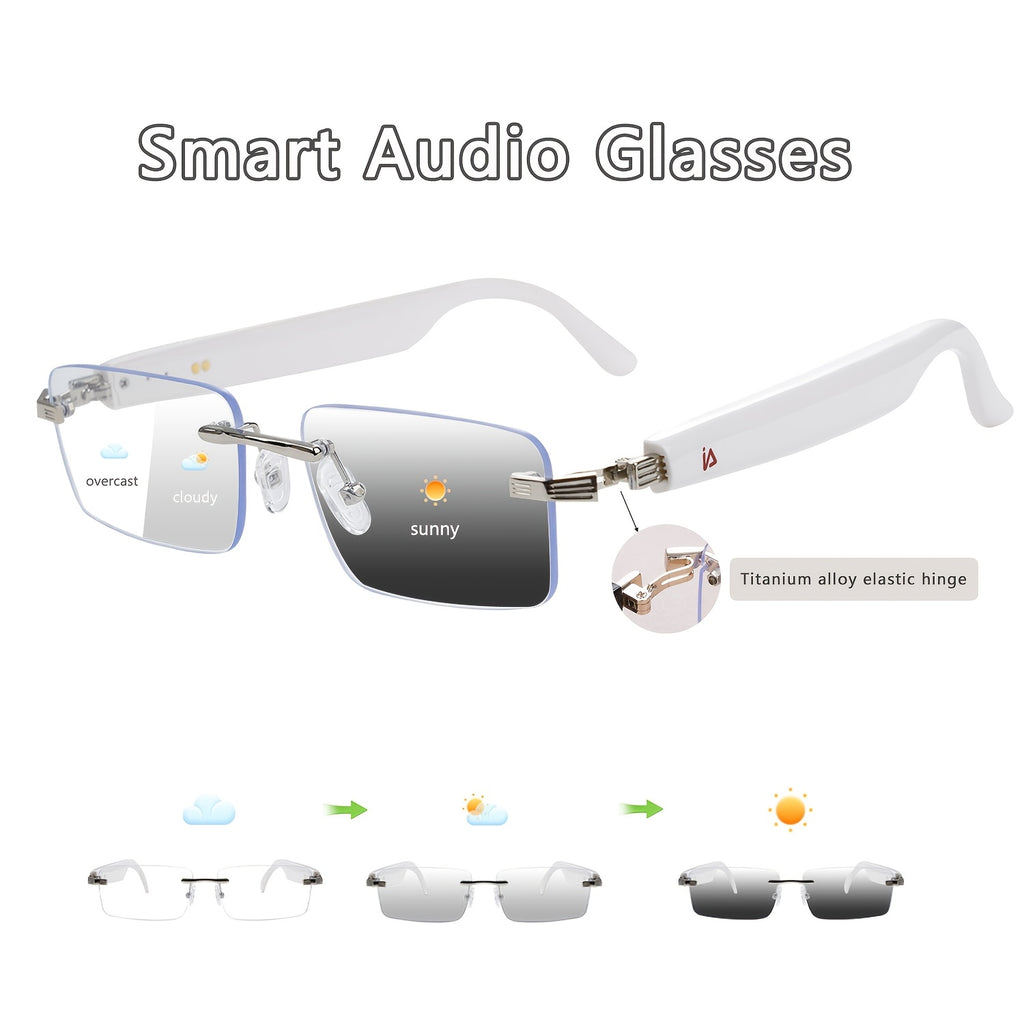 New Smart Glasses with Auto-tinting Lenses That Automatically Transform into Fashion Glasses in Sunlight. Built-in Microphone and Speaker for HD Voice Calls and HiFi Music Quality. Smart Audio Glasses, Ideal for Sports, Driving, Fishing, and Daily