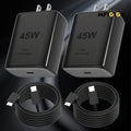 [2 Pack 45W Fast Charger] MFIGlGK [Fast Charger] 2 Pack 45W Super Fast Charger Type C | 45 Watt USB-C Wall Charging Block for Samsung S23/ Ultra/ S22/ S21/ S20/ Note10/ 20, iPhone 16/ 15 Pro, Pro Max, Plus With 2x MFIGlGK
