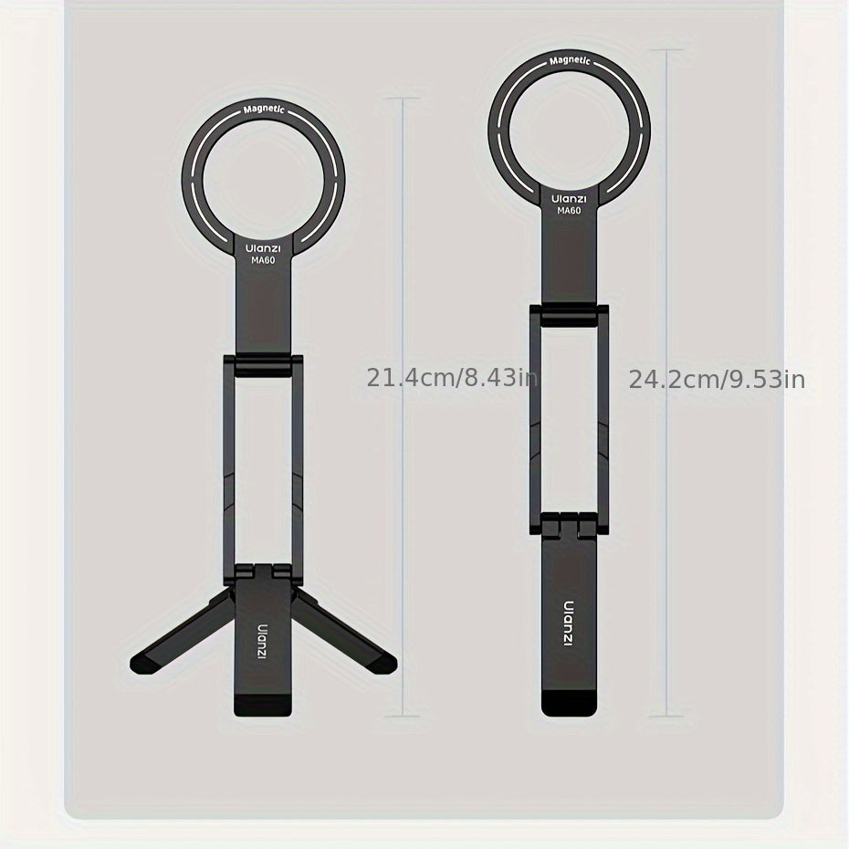 ULANZI MA60 0.8Cm Ultra-Slim Magnetic Phone Tripod - 5-In-1 Foldable Stand W/ 14N Dual-Side Magnet, 500G Load for Content Creation (Desktop/Handheld/Vlog)