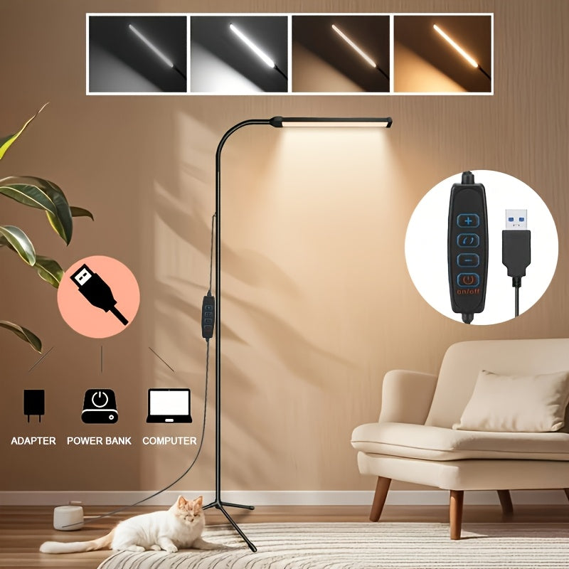 [Smart LED Floor Lamp] Smart LED Floor Lamp, Gooseneck Reading Desk Lamp, 3-Color Temperatures, With Stepless Dimming Floor Lamp, Suitable For Living Room, Bedroom