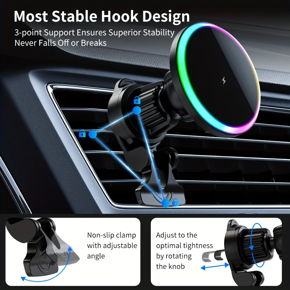 for Car Stand Charger, 15W Magnetic Wireless Car Charger Phone Holder, Vent Dashboard Universal Car Wireless Charger Holder for iPhone 15/14/13/12 Series, Christmas, Holidays, New Year Gifts