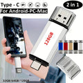 KOOTION USB C Flash Drive 128GB/64GB/32GB | Double C Type High Speed OTG Thumb Drive, 2 in 1 USB 2.0 Dual Interface, Metal Memory Stick, Photo Stick, Suitable for Android Smartphones and Tablet