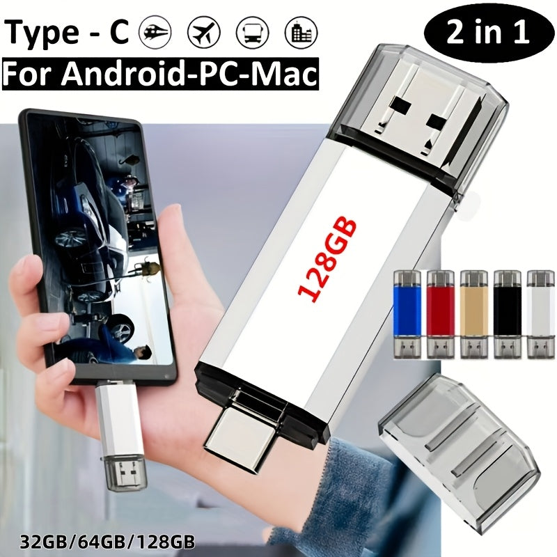 KOOTION USB C Flash Drive 128GB/64GB/32GB | Double C Type High Speed OTG Thumb Drive, 2 in 1 USB 2.0 Dual Interface, Metal Memory Stick, Photo Stick, Suitable for Android Smartphones and Tablet