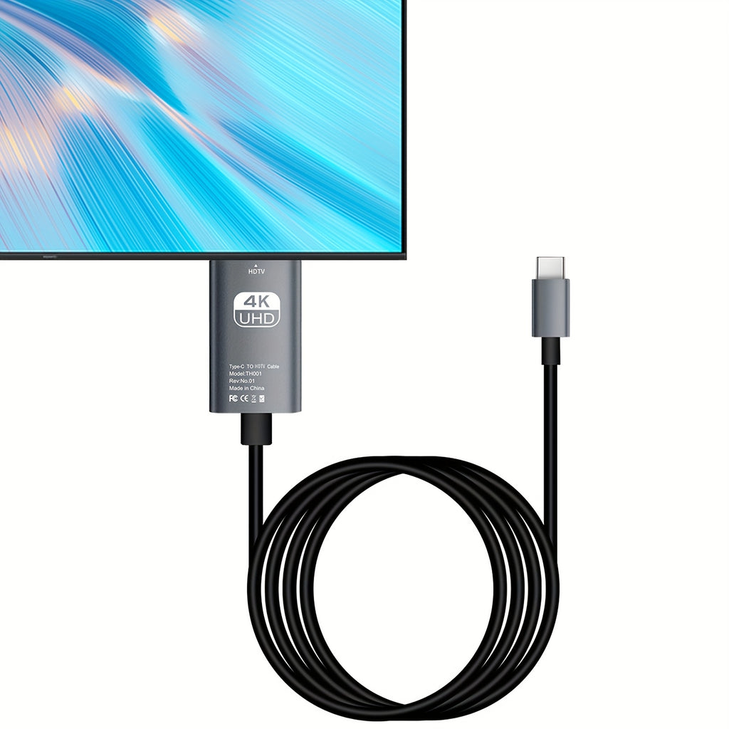 4K USB C to HDTV Adapter, Type-C to HDTV Adapter 4K@60Hz Compatible with Thunderbolt 3/4, Aluminum Portable USB C HDTV Capture Card Adapter, Compatible with iPhone 16, MacBook Pro, Air, iPad Pro, Pixelbook, XPS, Galaxy, and More