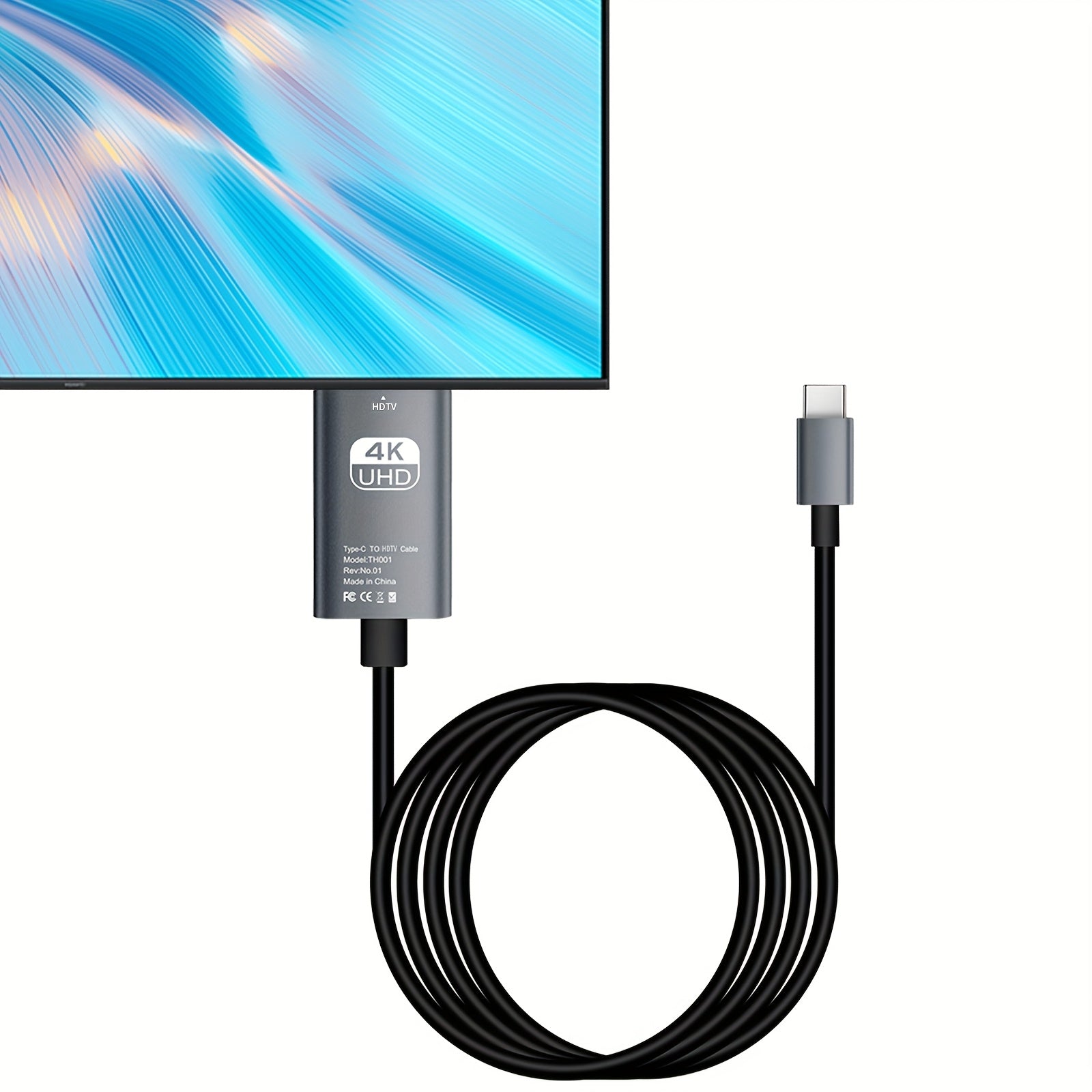 4K USB C to HDTV Adapter, Type-C to HDTV Adapter 4K@60Hz Compatible with Thunderbolt 3/4, Aluminum Portable USB C HDTV Capture Card Adapter, Compatible with iPhone 16, MacBook Pro, Air, iPad Pro, Pixelbook, XPS, Galaxy, and More