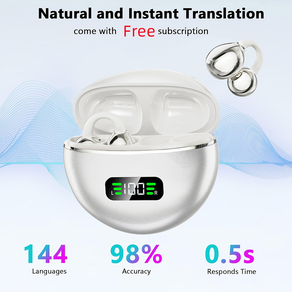 Ear-clip Wireless Earpuds, Open-Ear Wireless Headphones, Low-latency HD Calls, Comfortable And Stable To Wear, Suitable For Small Ears And Glasses Wearers, Choose Between Clip-on Wireless Earphones And Translation Earphones; Wireless Version 5.4