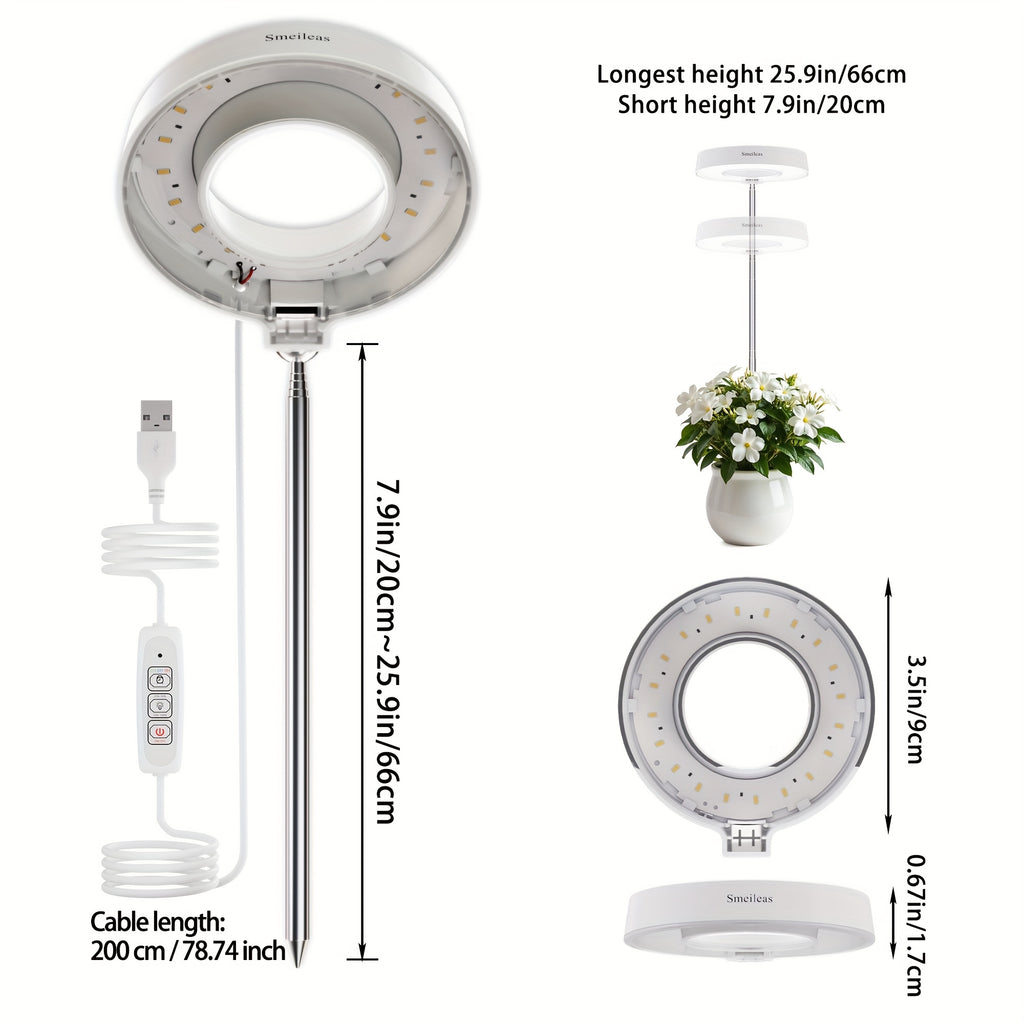 3pcs, Grow Lights for Indoor Plants Full Spectrum Smeileas LED Plant Light for Bedroom And Indoor Plants Growing, Full Spectrum Desk Growth Lamp with Smart Automatic 3/6/9H Timer for Garden Supplies And Chrismas Decorations, 4 Dimmable Levels, Height