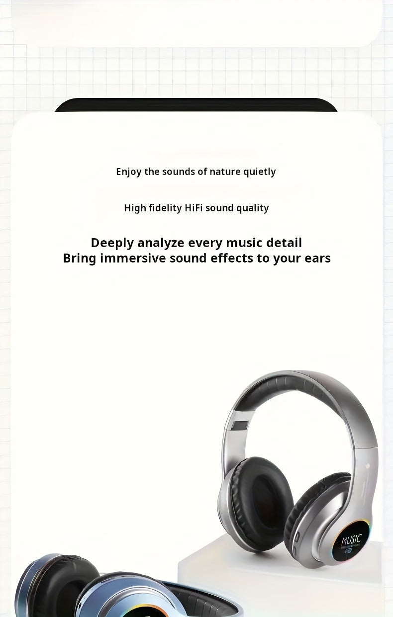 Wireless Noise Cancelling Headphones, Wireless Earbuds with Deep Bass, Lightweight Foldable Headphones with Built-in Microphone, for Work Laptops, Mobile Phones, On-head Gaming Headphones, Compatible with Android/iOS, Father's Day Mother's Day Gift