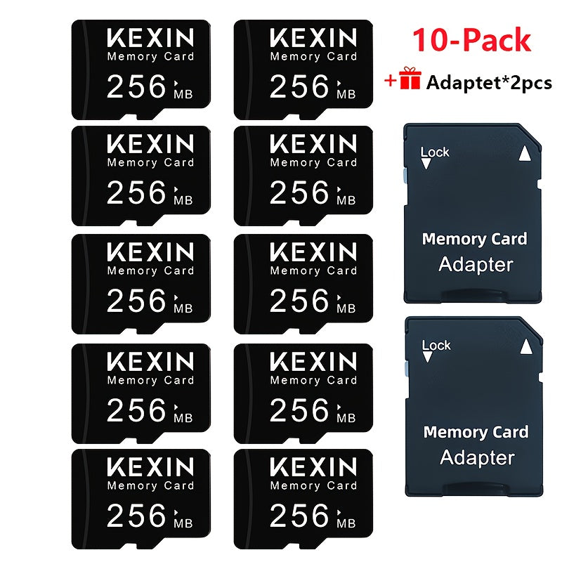 KEXIN 10 Pack High-Speed Micro SD Cards TF Memory Cards Suitable for Smartphones, Tablets, Cameras, Pcs, Car Audio Systems, And Game Consoles - Sturdy And Dependable Multi-Device Storage with SD Adapter /256MB