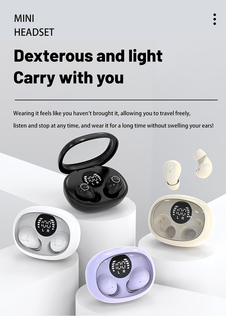 MSHUKCOE Ultra Compact Mini Wireless In Ear Wireless Earphones 5.4- True Wireless, Noise Cancelling, High Fidelity Sound Quality, All Day Invisible Design, Touch Control, USB-C Charging, Choice For Running And Sleeping, Compatible With All Phones