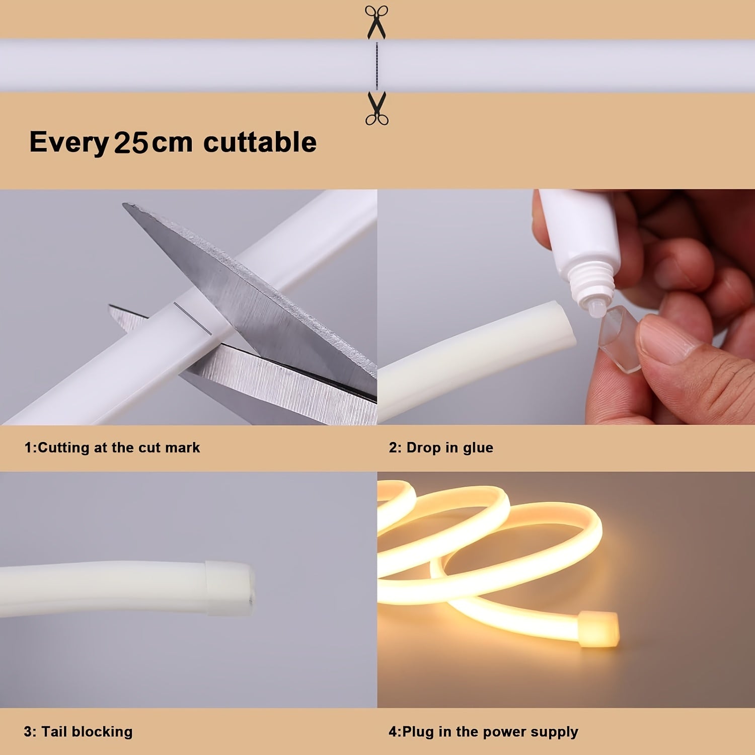 393.7inch COB LED Strip Lights for Outdoor, LED Rope Lights, 110V Connectable LED Flexible COB Light for Indoor Ceiling Kitchen Cabinet Closet