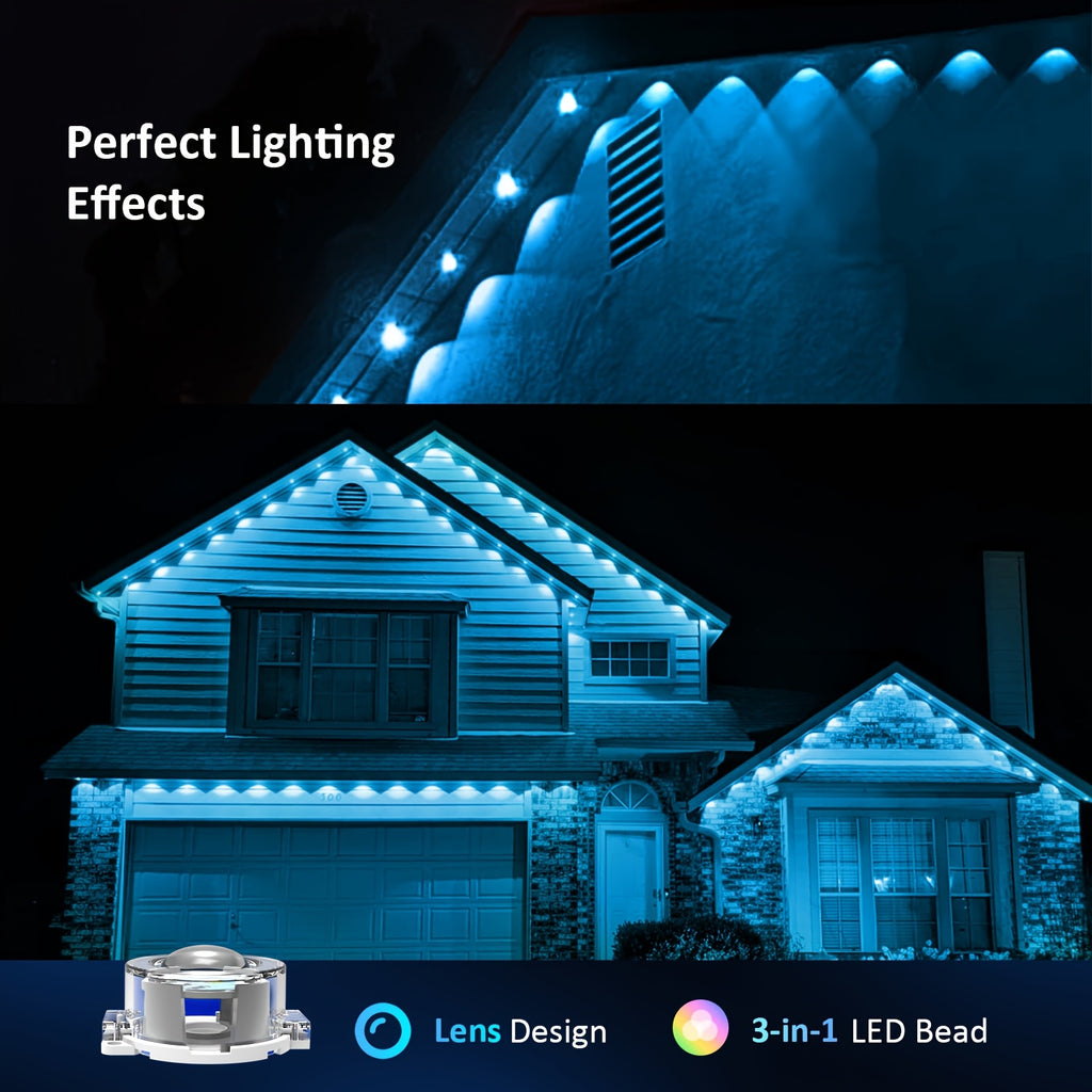 100Ft/200Ft/49Ft/19Ft Permanent Outdoor Lights Eaves Lights Outdoor Permanent Christmas Multicolor Warm White Color Changing Music Sync Timer Dimmable