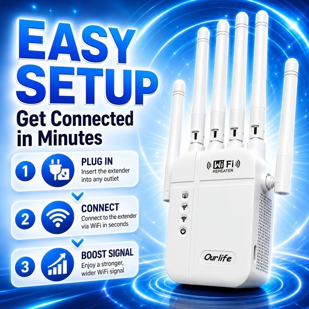 2026 Upgraded WiFi Extender Signal Booster Up To 9000 Sq.ft | Long Range Repeater For Garage, Basement & Yard | 1-Tap Setup, Compatible With Alexa/Ring/Camera | US Warehouse Fast Ship