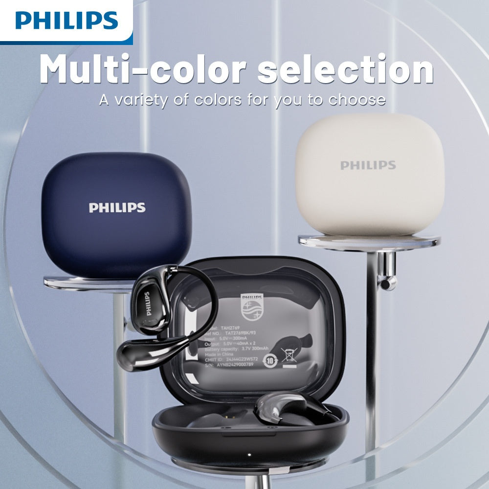 New Philips BT5. 4 Wireless Earphones Wireless Earbuds for Running Sports, Over-Ear Headphones Earphones with Earhooks, Noise Cancelling Headset Built-in Mic TAT2769