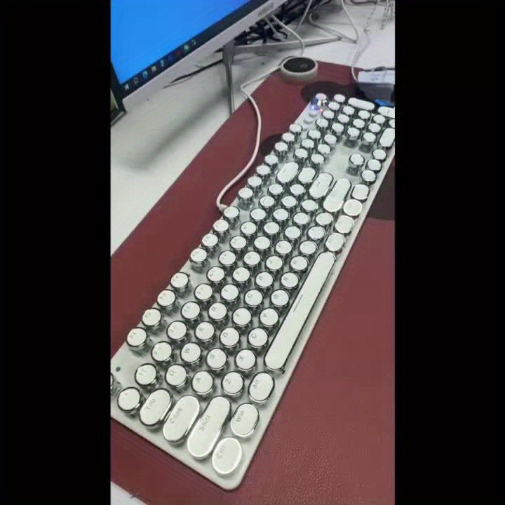 Steampunk Real Mechanical Keyboard Old-Fashioned Typewriter Blue Switch Desktop Computer Gaming Esports Office Laptop Universal Windows USB Wired