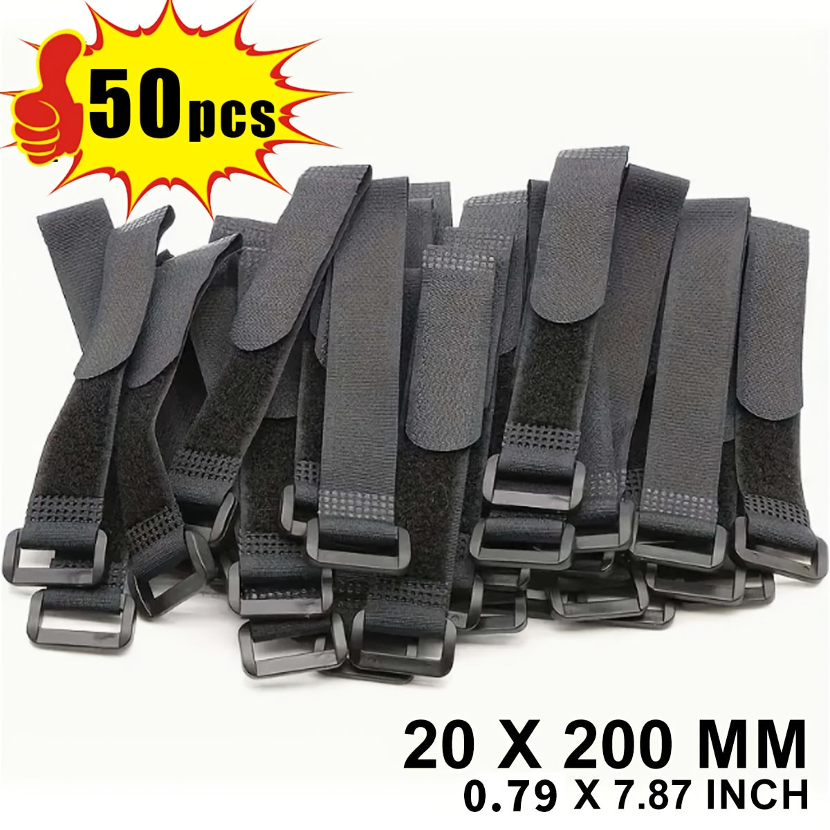 50pcs Adjustable Fastening Cable Straps & Ties Set - Reusable, Multi-Purpose Cord Organizers for Home & Office, Keeps Cords Neat and Tidy, Durable Fabric with Metal Buckles, Ideal for Electronics and Accessories, Cord Organizer|Adjustable Strap|Durable Fa