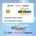 Prepaid SIM Cards, Data Only SIM Card, High-Speed Data, Compatible with AT&T, T-Mobile and Verizon, 6GB, 90 Days, Ideal for Security Cameras, Hotspots, Smartwatches & GPS Trackers, No Voice/SMS