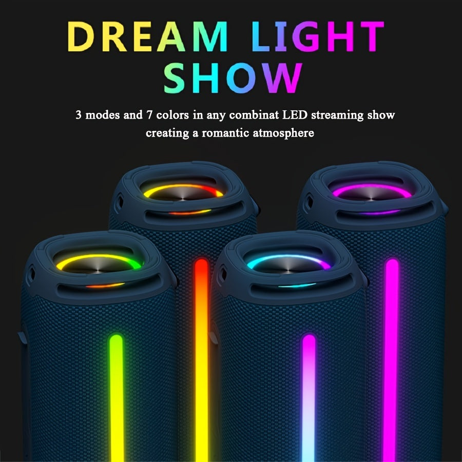 50W Wireless Speaker - Compact And IPX6 Speakers, Delivering Strong Sound And Rich Bass, Compatible with U Disk/Tf Card Playback, FM Radio Functionality with LED Lights, Ideal for Parties And Camping