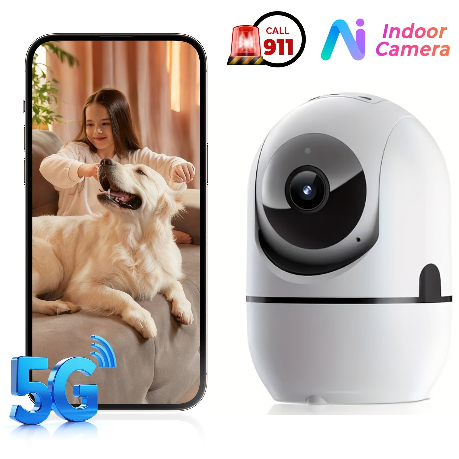 [For Home Security] 4MP Security Camera With Installation, Human Tracking & Motion Detection, 360° Rotatable Dual-Channel, 2-Way Audio, Color Night Vision, Compatible For For Home WiFi/5G, App-Controlled Indoor Surveillance Camera
