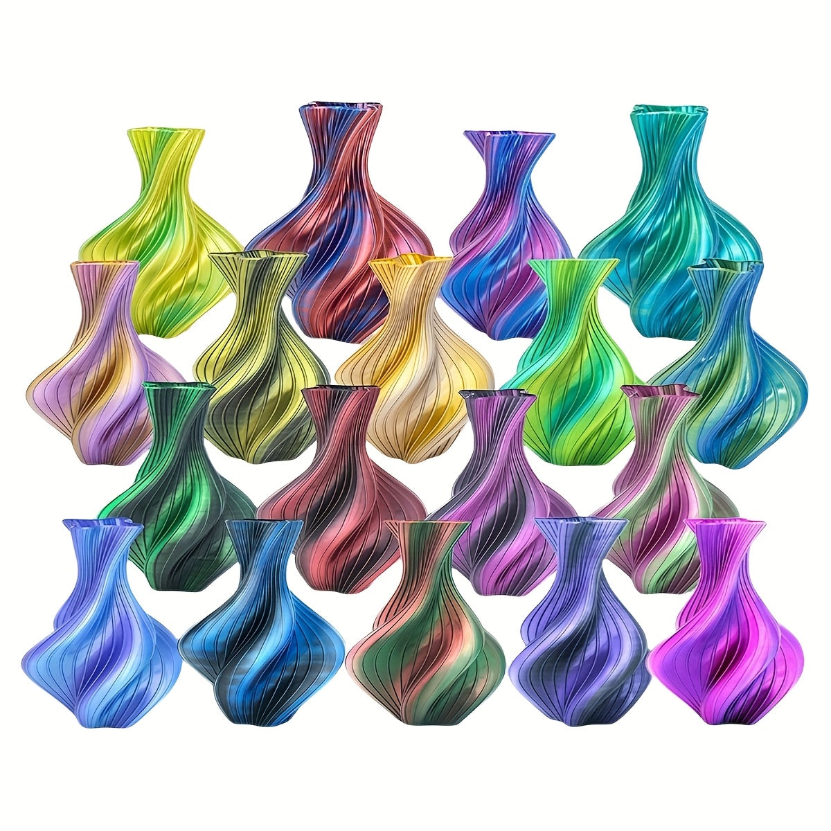 [1kg PLA 3D Filament] High Gloss, Low Warping PLA 3D Printer Filament - 1kg (2.2LB) 1.75mm, Black/White + Multicolor (Dual/Tri/Rainbow), Works with Creality Ender 3/5/Neo