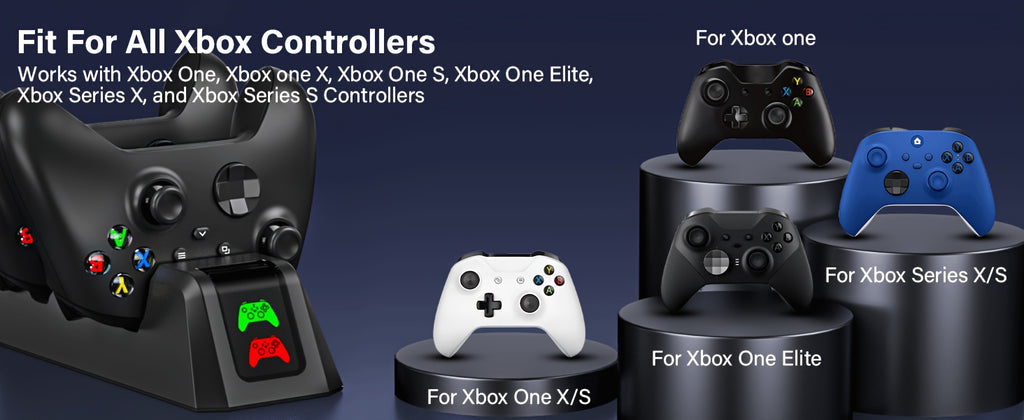 Charger Station with 2 Packs 4800mWh Rechargeable Battery for Xbox Series X|S/for Xbox One S/One X/One Elite Controller, Charging Dock with 4 Packs Covers