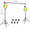 Banner Support Stand Measuring 9 by 6.5 Feet, Adjustable for Various Uses Such As Parties, Photoshoots, Projector Screens, Movie Displays, Weddings, And Event Decorations, Including Balloons