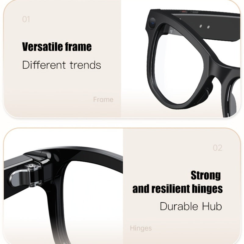 AI Smart Glasses Camera 8MP HD Video Recording Glasses with Audio, Real-Time Translation, Bluetooth Call & Music, AI Object Recognition, Touch Control, Wearable Camera Glasses for Men Women Travel Outdoor