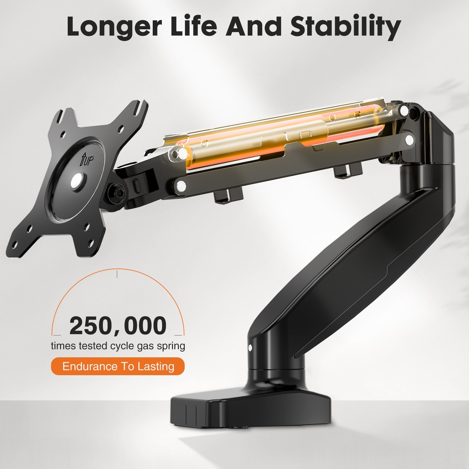 MCQ Ergonomic Single/Dual Monitor Desk Mount with Gas Spring Arm for 13-32 inch Screens, Holds up to 17.6lbs, Adjustable Height and 360 Swivel