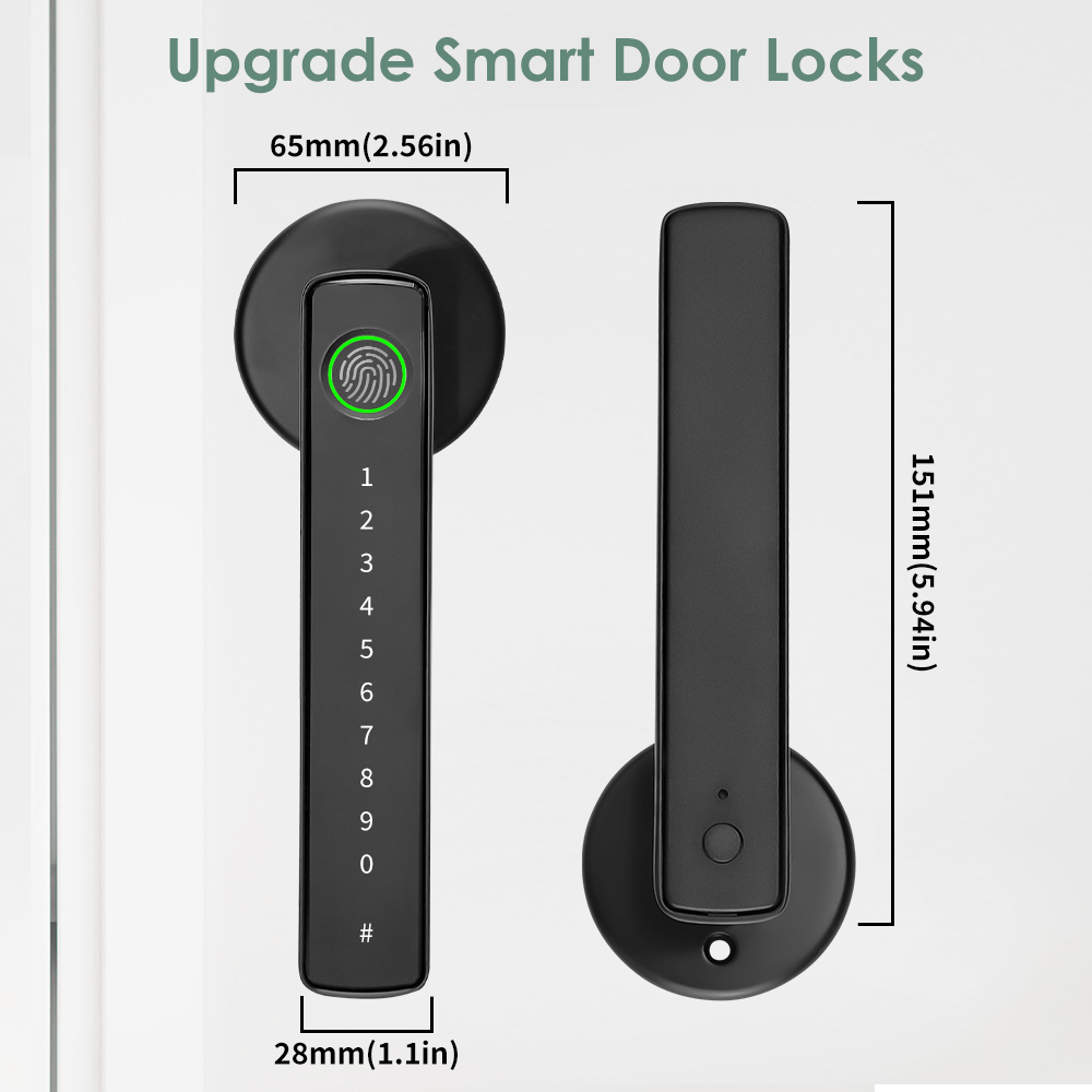 Graffiti Smart 4-in-1 Door Lock with Fingerprint/Password/Key/APP Unlock, Heavy-Duty Aluminum Alloy, Compatible for Left/Right Hand Doors, Compatible for Apartment & Hotel Doors, Door Handle Lock,