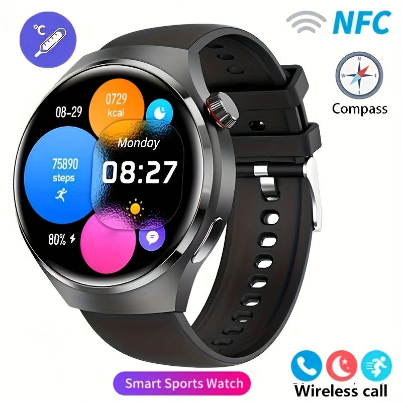 [GPS NFC Smartwatch] 2024 New GPS Motion Trajectory Smart Watch Men NFC Wireless Call Men Watch 360*360 HD Screen Smartwatch Sports Fitness Tracker Outdoors Smart Watch For Men
